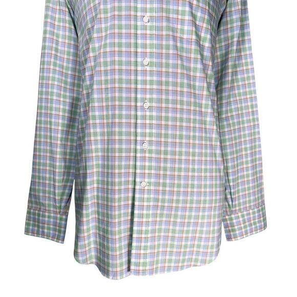 Sid Mashburn Mens Shirt Large Green Blue Plaid Slim Fit Button Up Long Sleeve - Picture 7 of 9